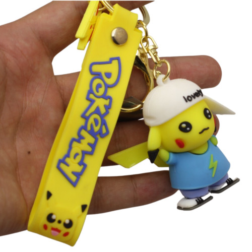 Pokemon Cartoon Keychain 3D Cute Anime Keyring Key Rings Phone Bag Pendant Decoration Accessory Gift for Womens Mens Girls Boys